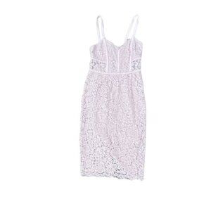 Express Y2K‎ Dress Sz 0 Pink Eyelet Corset Sleeveless Satin Barbie Cottage Fairy